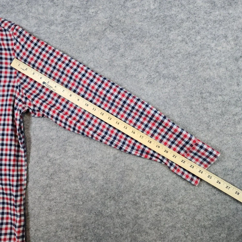 Banana Republic Men's Size L Long Sleeve Button Up Shirt Red Blue Gray‎ Checks